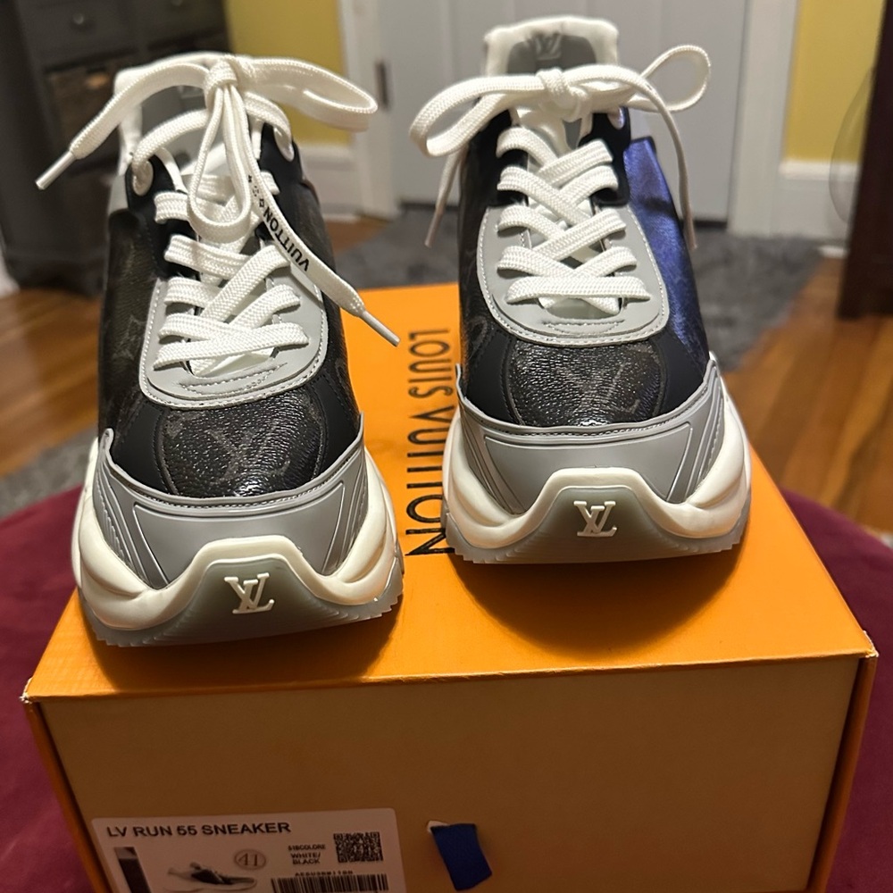 Louis Vuitton Black Gray White LV Run 55 Sneakers